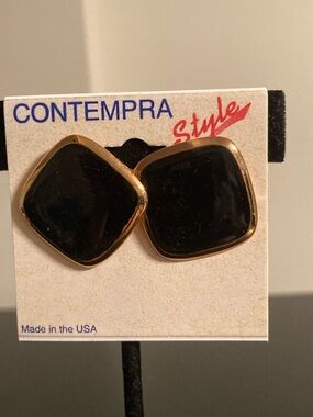Black and Gold Cushion Earrings